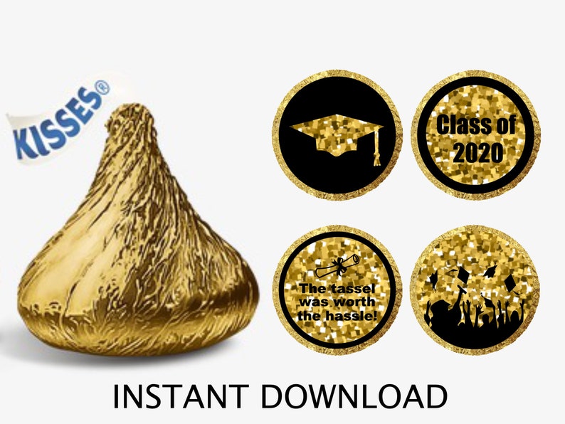 Printable Graduation Hershey Kiss® Stickers Labels High - Etsy