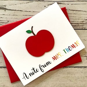 Cartes de correspondance pour enseignant, papeterie personnalisée pour enseignant, appréciation de l'enseignant, message d'un enseignant, cadeaux personnalisés pour enseignant, papeterie de remerciement - lot de 10