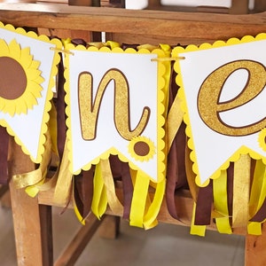 Sunflower High Chair Banner, Girl First Birthday Banner, One Smash Cake Garland, Sunflower Theme Decor, Party Decorations