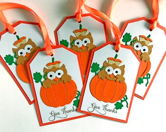 Thanksgiving-tags, Thanksgiving-bedankkaartjes, cadeaukaartjes, herfsttags, herfsttags, pompoentags, Thanksgiving-feestje, dankbare tags geven bedankt