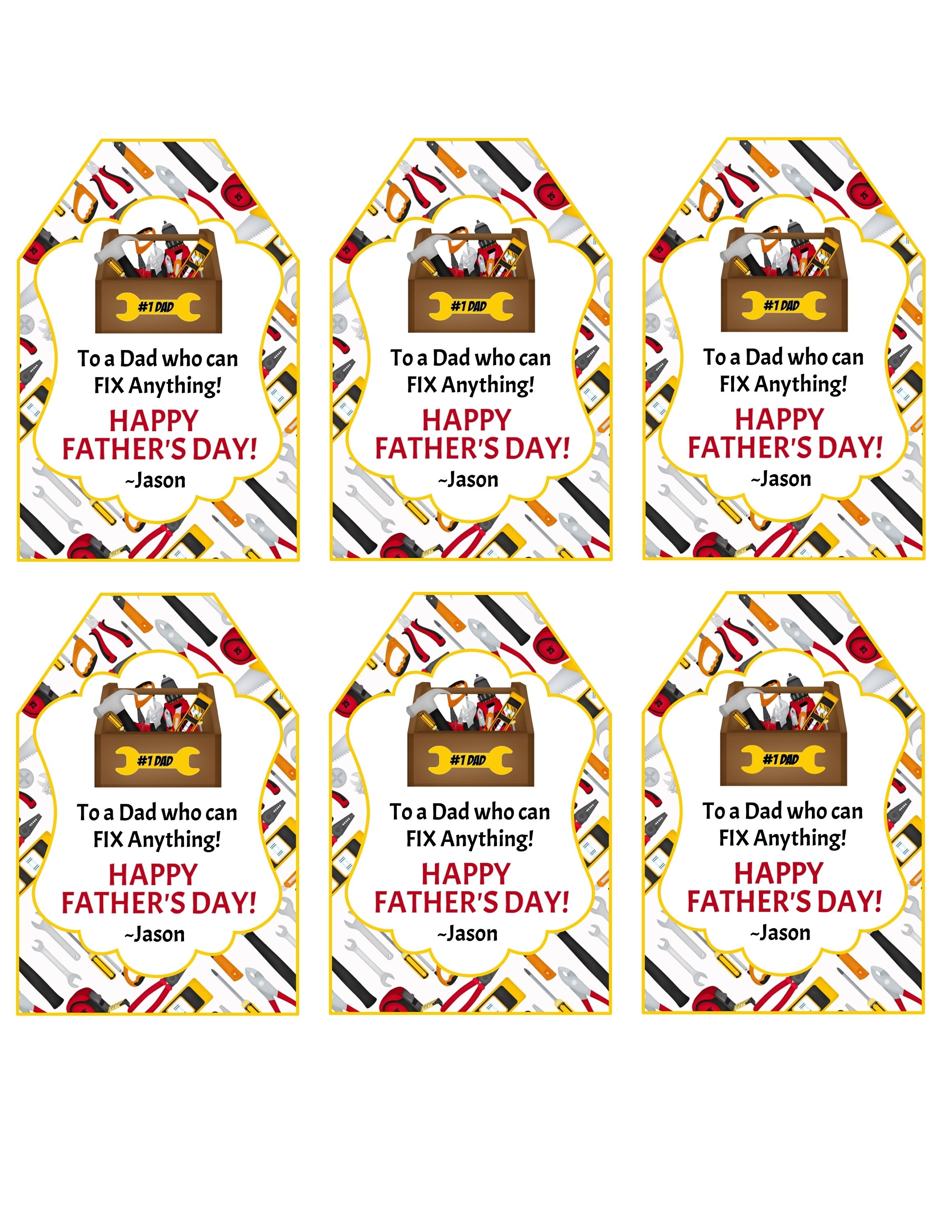 Editable Happy Fathers Day Tags, Father's Day Gift Tags Printable, Tool ...