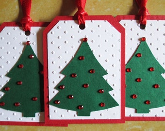 Tree Christmas Gift Tags, Christmas Favor Tags, Hang Tags, Christmas Tags, Holiday Gift Tags - Set of 6