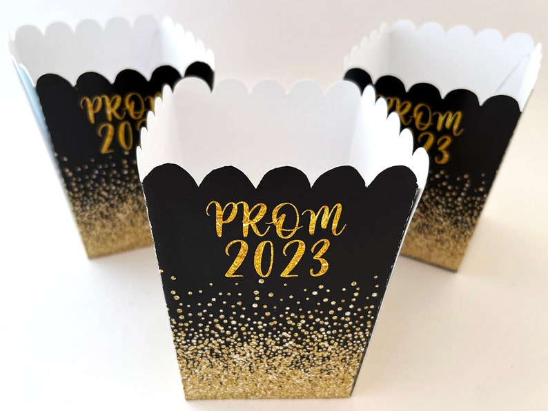 Prom Popcorn Boxes, Prom Party, Prom Night 2024 Popcorn Treat Bags, Favor Boxes, Graduation Party Decorations, Class of 2024, Set of 10 image 6
