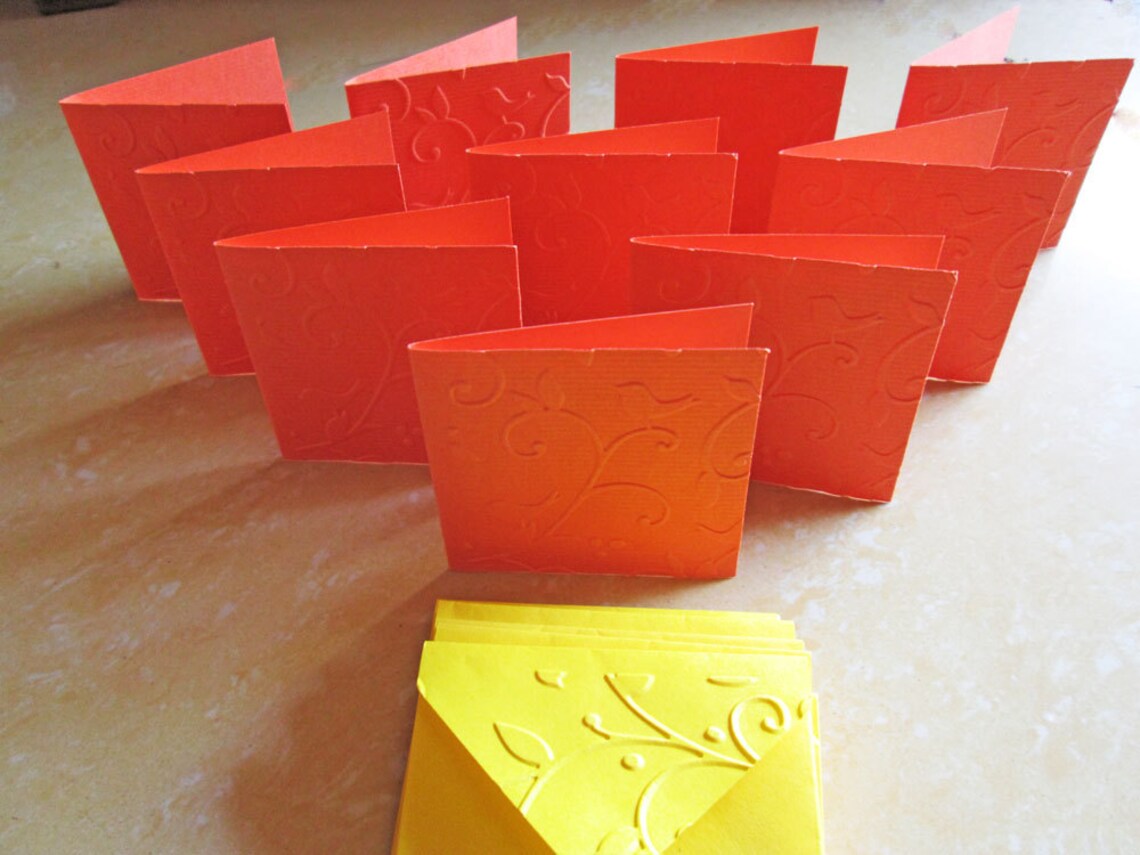 Blank Mini Embossed Card Set of 10 / Nature Note Card Set/ Thank You ...