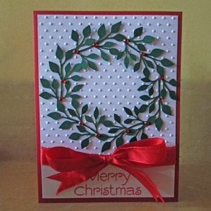 Wreath Christmas Cards Embossed Christmas Card Sets Holiday Cards Boxed Christmas Cards Holiday Card Set Merry Christmas Card Sets image 2