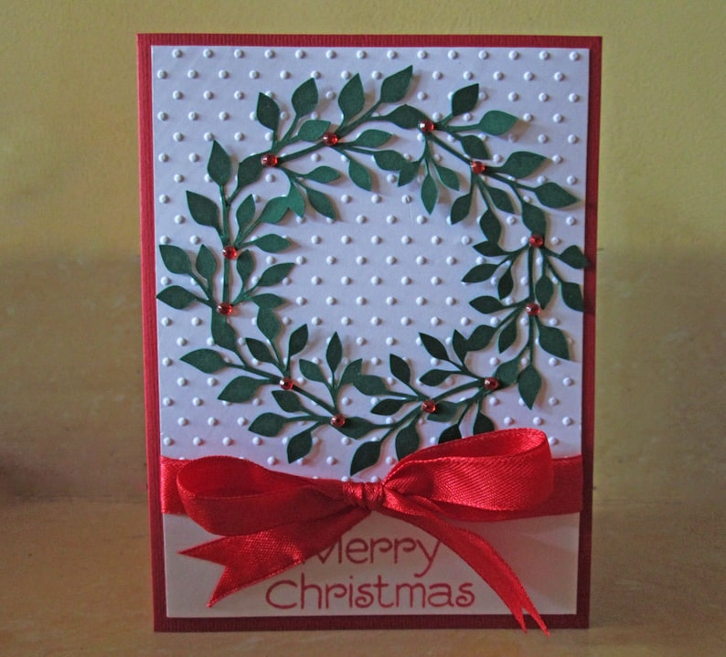 Wreath Christmas Cards Embossed Christmas Card Sets Holiday Cards Boxed Christmas Cards Holiday Card Set Merry Christmas Card Sets image 2