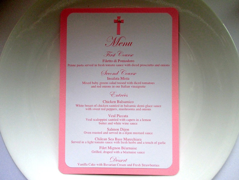 Baptism Menu Cards Personalized Christening Menu Cards Etsy