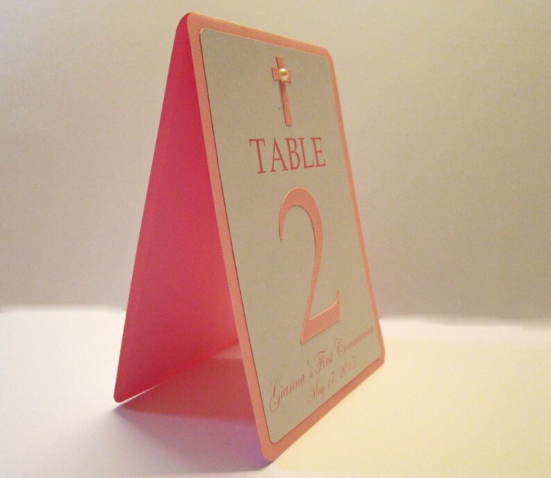 4 Girl Baptism Table Numbers Christening Table Cards Etsy