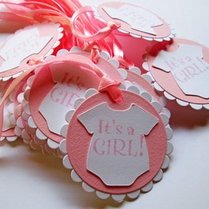 20 etiquetas de regalo de ducha de bebé rosa, es una niña, niña, etiqueta de favor, recuerdo de fiesta, rosa, etiquetas de regalo de ducha de bebé, favores
