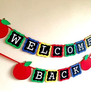 Welcome Back Banner, Welcome Banner, First Day of School, Teacher Banner, Classroom Banner, Back To School Decor, Sign, Apple Photo Prop image 2
