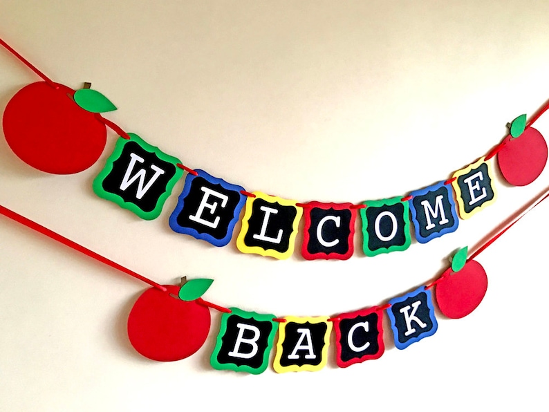 Welcome Back Banner, Welcome Banner, First Day of School, Teacher Banner, Classroom Banner, Back To School Decor, Sign, Apple Photo Prop image 2