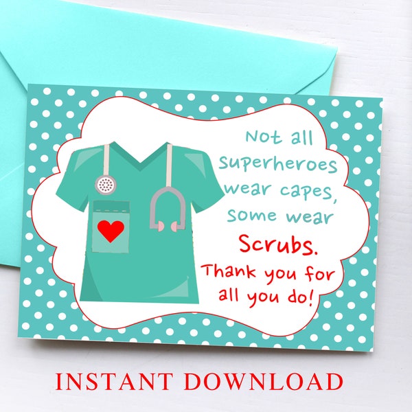 Nurse Thank You Card, Printable Doctor Appreciation Greeting Card, Medical Staff, Nurses Week Gift Ideas, Thank You for All You Do  Card