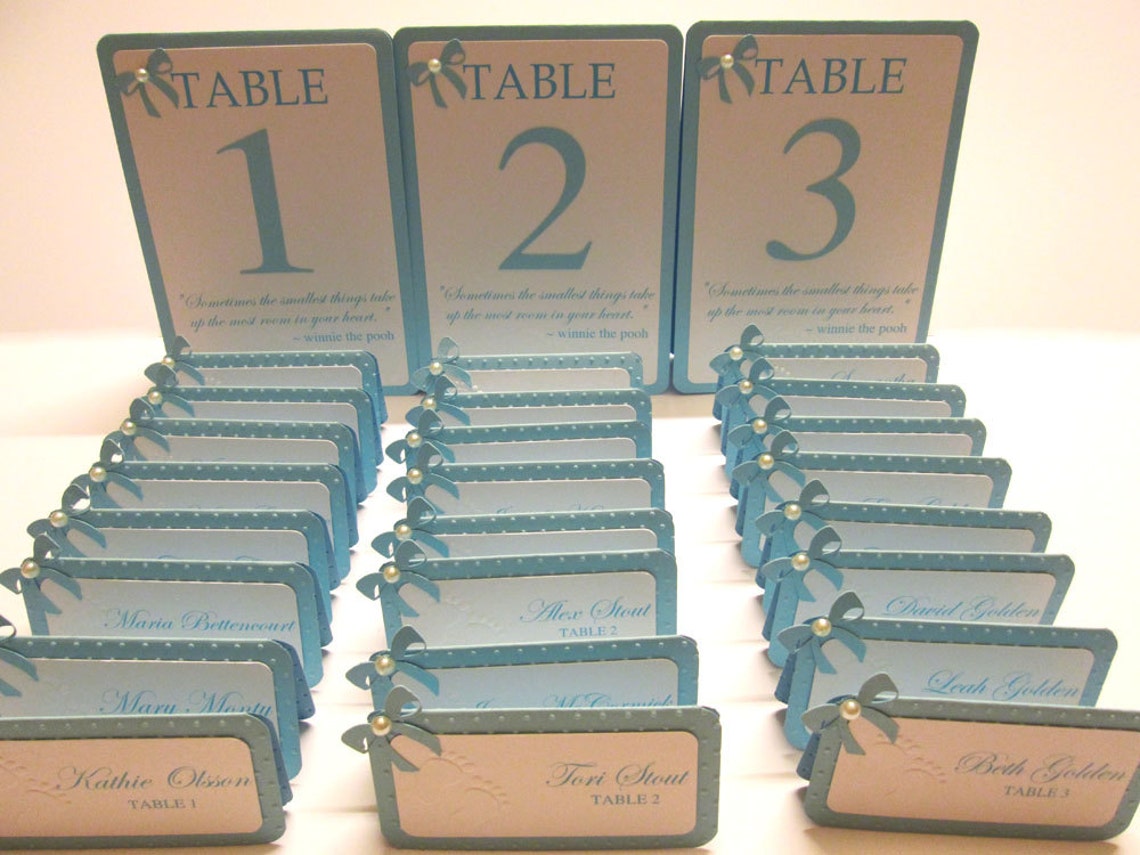 4 Blue Boy Baby Shower Table Numbers Baby Shower Table Cards Etsy