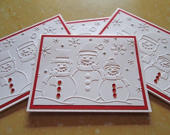 Embossed Snowmen Christmas Cards, Christmas Card Set, Holiday Cards, Boxed Christmas Card Sets, Holiday Card Set, Merry Christmas Card Sets