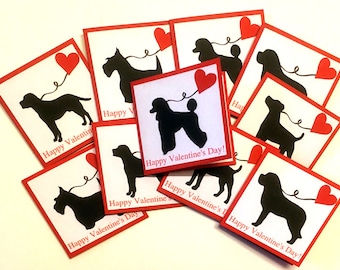 Dog Valentine Cards, Kids Valentine Cards, Kids Valentines Day Cards, school valentines, classroom valentines for kids, Set of - 10