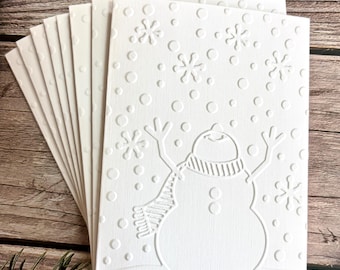 Weihnachtskarten mit Schneemannmotiv, geprägtes Weihnachtskartenset