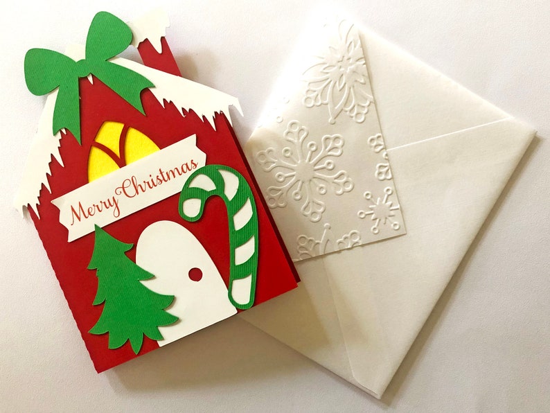 House Christmas Cards Merry Christmas Card Set Holiday Etsy