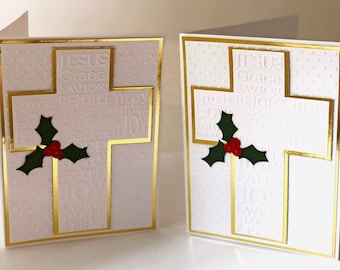 Religious Christmas Cards, Christian Holiday Cards, Catholic Boxed Christmas Card Sets, Embossed Merry Christmas Cards Pack, Set of 4