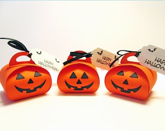 Halloween Treat Boxes, Halloween Party Favors, Halloween Favor Boxes, Treat Bags, Halloween Decoration, Candy Box - Set of 10