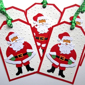 Santa Christmas Gift Tags - Christmas Tags - Holiday Gift Tags - Christmas Gifts - Christmas Wrapping - Christmas Gift Wrap - Set of 5