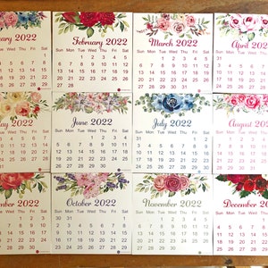 2024 Monthly Floral Desk Calendar, Office Decor, Desk Accessory, New Year Christmas Gift With Wooden Easel Stand image 4