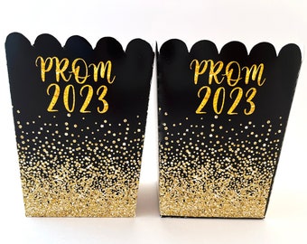 Prom Popcorn Boxes, Prom Party, Prom Night 2024 Popcorn Treat Bags, Favor Boxes, Graduation Party Decorations, Class of 2024, Set of 10