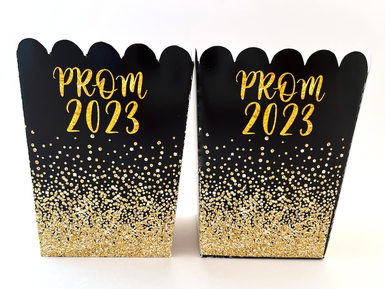 Prom Popcorn Boxes, Prom Party, Prom Night 2024 Popcorn Treat Bags, Favor Boxes, Graduation Party Decorations, Class of 2024, Set of 10 image 1