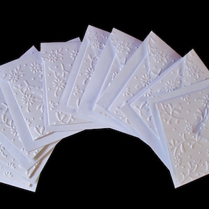 Mini cartões em relevo em branco, conjunto de 10 cartões de nota, cartões de agradecimento, conjunto de cartões de papelaria, mini cartões, etiquetas para lembrancinhas de casamento, notas para lancheira