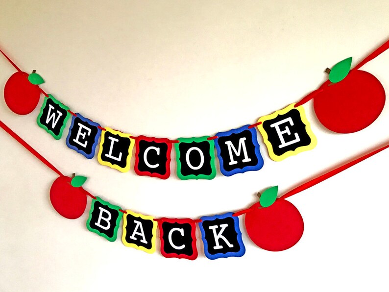 Welcome Back Banner, Welcome Banner, First Day of School, Teacher Banner, Classroom Banner, Back To School Decor, Sign, Apple Photo Prop image 6