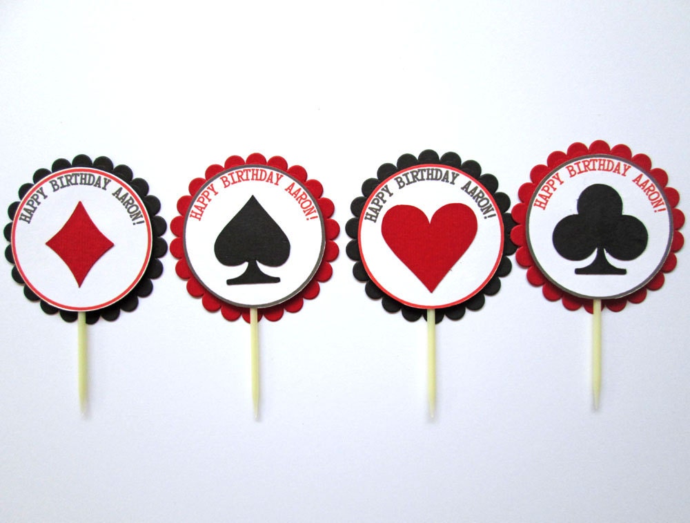 Casino Cupcake Toppers, Personalized Vegas Cupcake Toppers, Casino