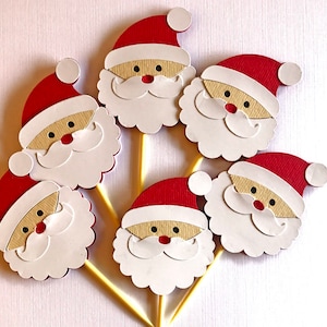 Toppers de cupcake de Natal, Toppers de Natal, Festa de Natal, Toppers de cupcake de Papai Noel, Festa de fim de ano, Decoração de Natal - Conjunto de 12