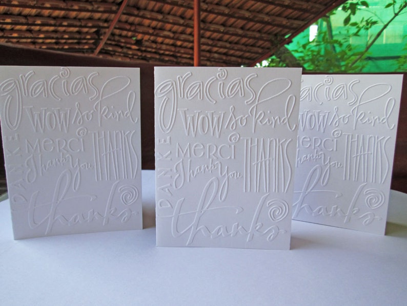 Embossed Cards, Set of 8, Embossed Card Set, Thank You Cards, Note Card ...
