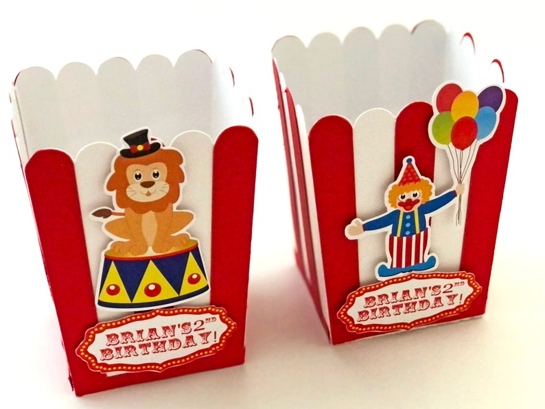 Circus Popcorn Boxes Carnival Claus Favor Boxes Circus Etsy