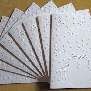 Christmas Cards, Holiday Cards, Boxed Christmas Card Sets, Embossed Snowman, Merry Christmas, Xmas Cards image 3