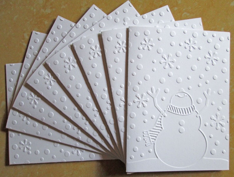 Christmas Cards, Holiday Cards, Boxed Christmas Card Sets, Embossed Snowman, Merry Christmas, Xmas Cards image 3