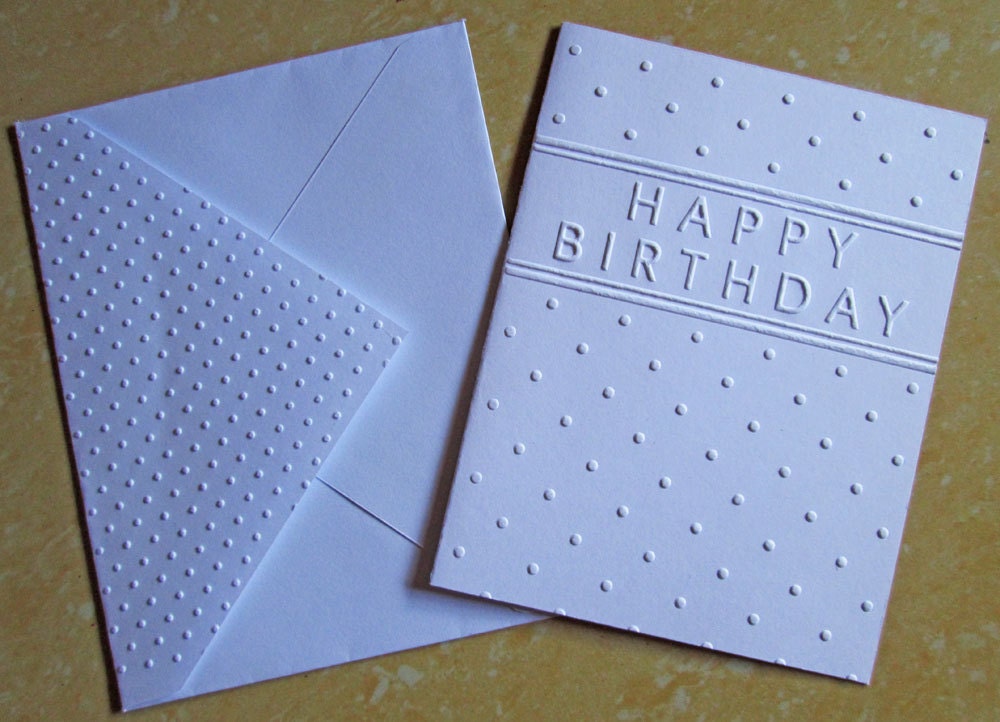 Happy Birthday Cards Set, White Embossed Cards, Happy Birthday Card Set ...
