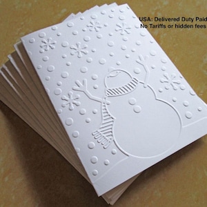 Christmas Cards, Holiday Cards, Boxed Christmas Card Sets, Embossed Snowman, Merry Christmas, Xmas Cards