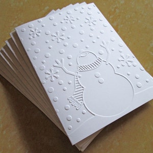 Christmas Cards, Holiday Cards, Boxed Christmas Card Sets, Embossed Snowman, Merry Christmas, Xmas Cards image 1