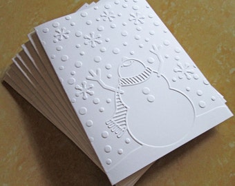 Christmas Cards, Holiday Cards, Boxed Christmas Card Sets, Embossed Snowman, Merry Christmas, Xmas Cards