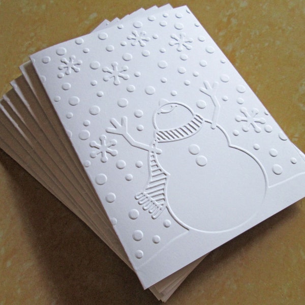 Christmas Cards, Holiday Cards, Boxed Christmas Card Sets, Embossed Snowman, Merry Christmas, Xmas Cards