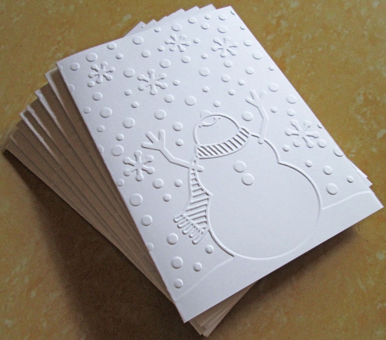 Christmas Cards, Holiday Cards, Boxed Christmas Card Sets, Embossed Snowman, Merry Christmas, Xmas Cards image 1