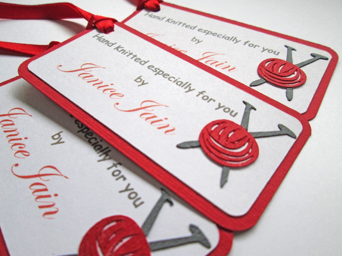 10 Knitting Gift Tags Hand Knitted By Knitting Labels Etsy