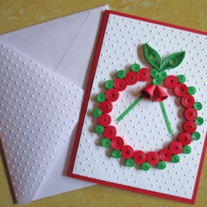 Quilled Weihnachtskarte, Kranz-Weihnachtskarte, Papier Quilling, frohe Weihnachtskarte