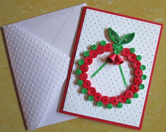 christmas card paper quilling embossed card quilled etsy