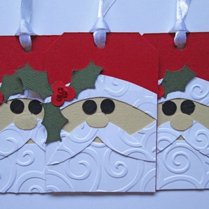 Santa Christmas Gift Tags - Christmas Tags - Holiday Gift Tags - Christmas Gifts - Christmas Wrapping - Christmas Gift Wrap - Set of 5
