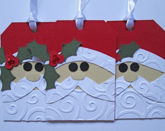 Santa Christmas Gift Tags - Christmas Tags - Holiday Gift Tags - Christmas Gifts - Christmas Wrapping - Christmas Gift Wrap - Set of 5