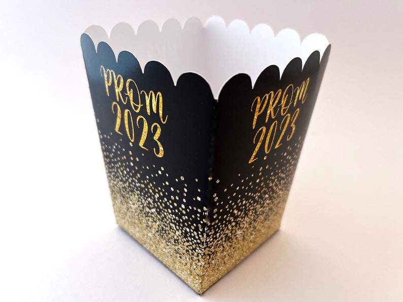 Prom Popcorn Boxes, Prom Party, Prom Night 2024 Popcorn Treat Bags, Favor Boxes, Graduation Party Decorations, Class of 2024, Set of 10 image 2