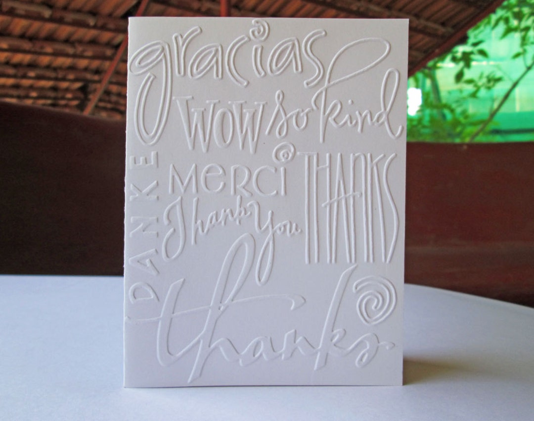 Embossed Cards, Set of 8, Embossed Card Set, Thank You Cards, Note Card ...