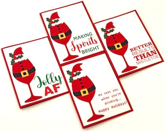 Funny Christmas Cards, Christmas Wine Glass Card Set, Holiday Cards, Boxed Christmas Card Sets, Holiday Card Set, Merry Christmas Card Sets