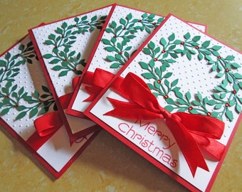 Wreath Christmas Cards - Embossed Christmas Card Sets - Holiday Cards - Boxed Christmas Cards - Holiday Card Set - Merry Christmas Card Sets